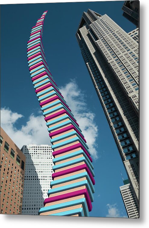 Shadow Metal Print featuring the photograph High-rise Building To Be Balanced So As by Hiroshi Watanabe