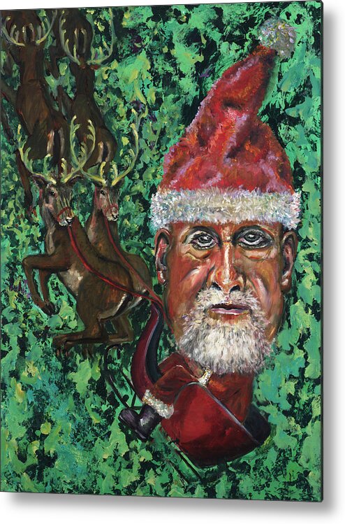 Christmas Metal Print featuring the painting Holiday Man by Peter Bonk