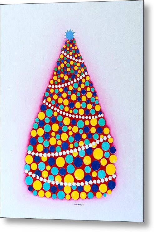 Christmas Tree Metal Print featuring the painting Holiday Tree #3 by Thomas Gronowski