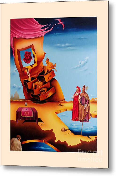 Surreal Metal Print featuring the painting Surreal Holy Virgin, M27 by Johannes Murat