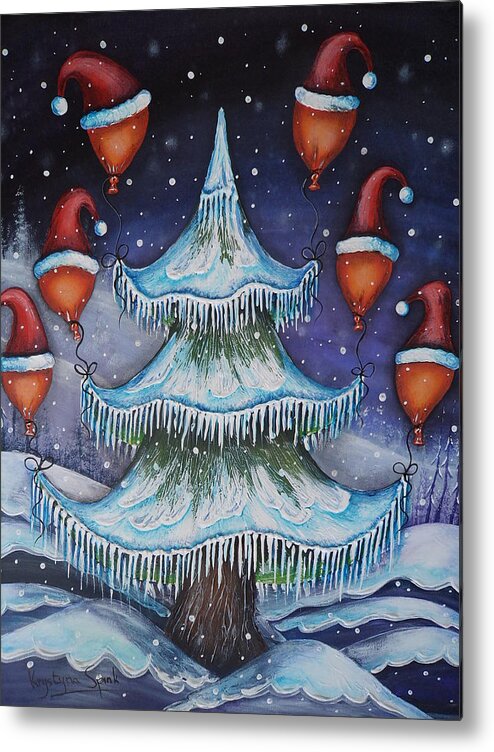 Christmas Metal Print featuring the painting Home For Christmas by Krystyna Spink