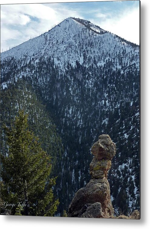 Hoodoo Colorado Nature Rockformation Sugarloaf Winter Nature Zen Simple Trees Metal Print featuring the photograph Hoodoo by George Tuffy