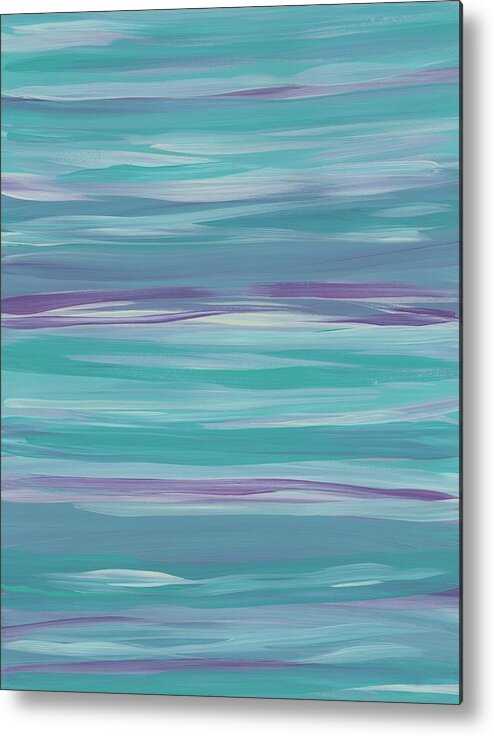 Horizontal Metal Print featuring the painting Horizontal Stripes Mint by Barbara St Jean