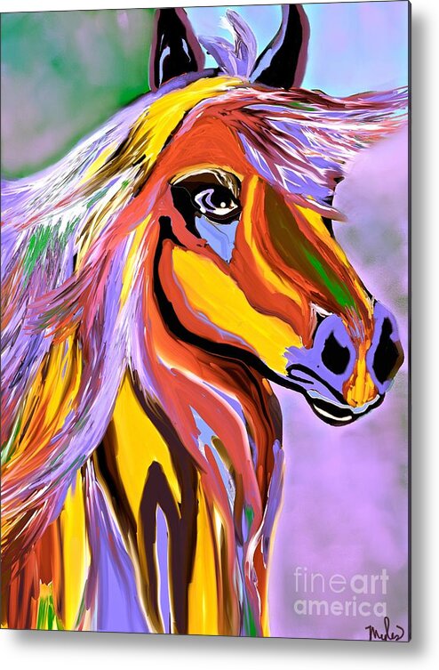 Horse Posing Pretty Metal Print featuring the painting Horse Posing Pretty 2 by Saundra Myles
