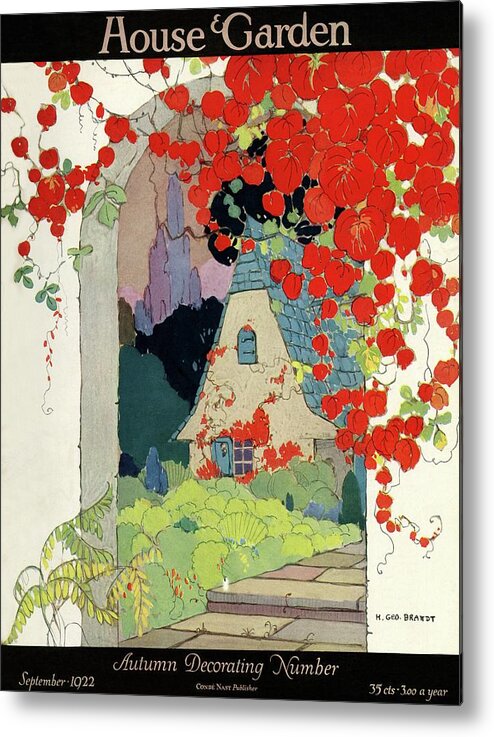 House And Garden Metal Print featuring the photograph House And Garden Autumn Decorating Number by H. George Brandt