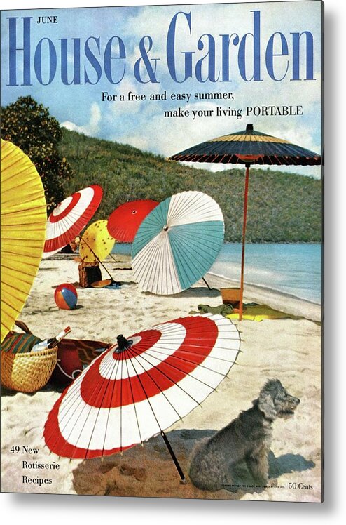 Exterior Metal Print featuring the photograph House And Garden Featuring Umbrellas On A Beach by Otto Maya & Jess Brown