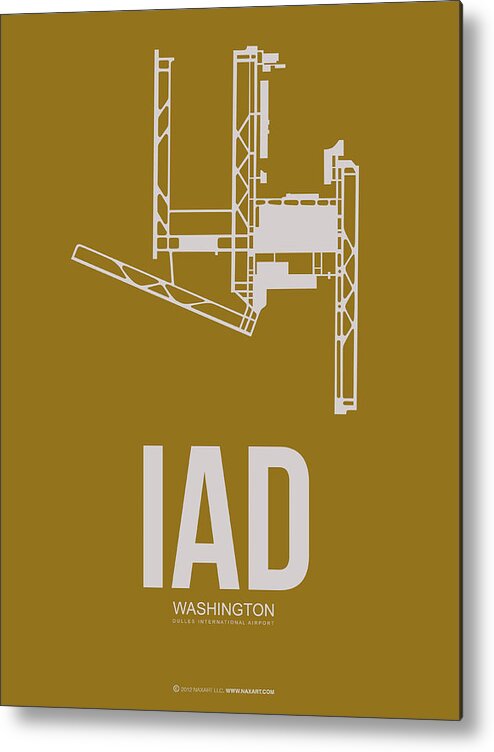 Washington D.c. Metal Print featuring the digital art IAD Washington Airport Poster 3 by Naxart Studio