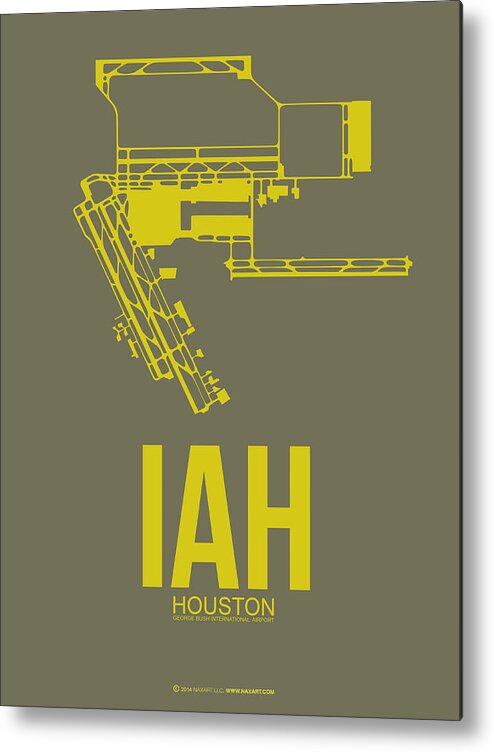 Houston Metal Print featuring the digital art IAH Houston Airport Poster 2 by Naxart Studio