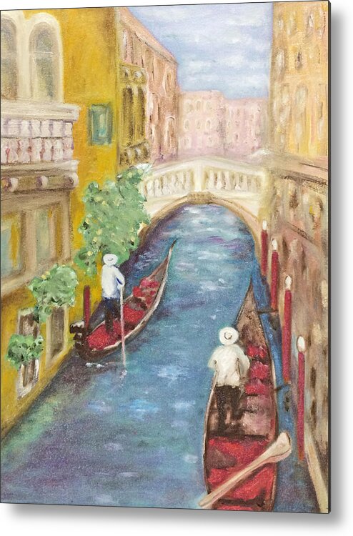 Venetian Canal Metal Print featuring the painting Immortal Venice by Barbara Anna Knauf