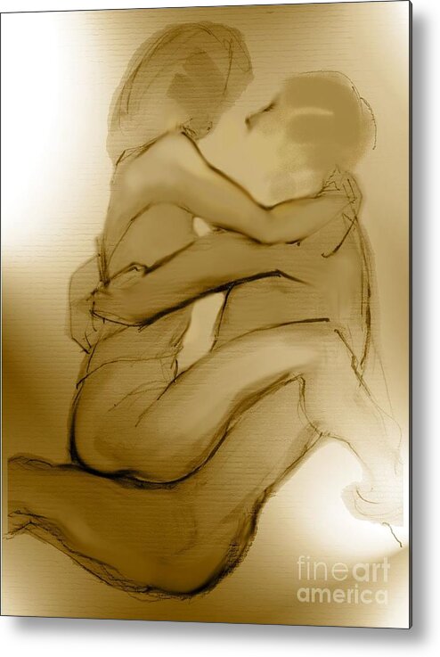 Weltman Metal Print featuring the mixed media In Your Arms In Your Heart by Carolyn Weltman