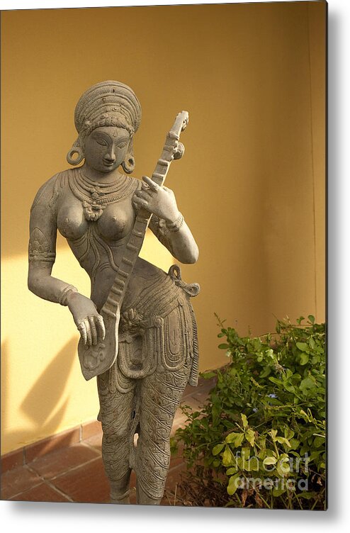 Torremolinos Metal Print featuring the photograph Indian Musician Statue by Brenda Kean