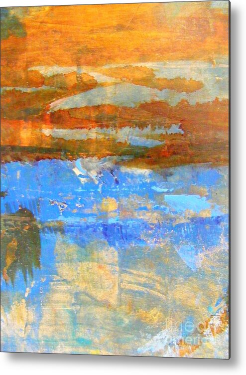 Abstract Painting Metal Print featuring the mixed media Inland Sea by Nancy Kane Chapman