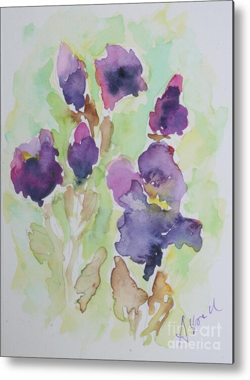Watercolour Metal Print featuring the painting Irises by Almo M