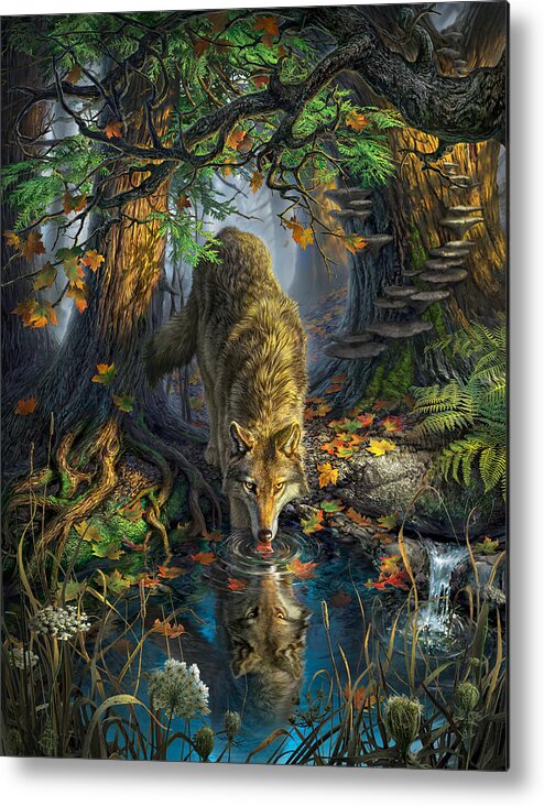 Wolf Metal Print featuring the digital art Isle Royale Fall by Mark Fredrickson