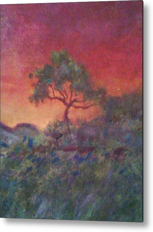 Landscape Metal Print featuring the painting Jacaranda Tree by Joy Gilley