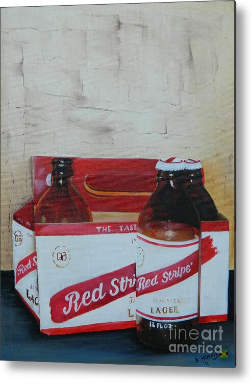 Jamaica Metal Print featuring the painting Jamaica Red Stripe Beer by Kenneth Harris