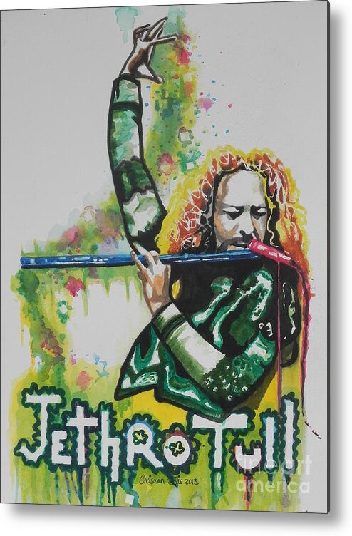 Watercolor Painting Metal Print featuring the painting Jethro Tull by Chrisann Ellis