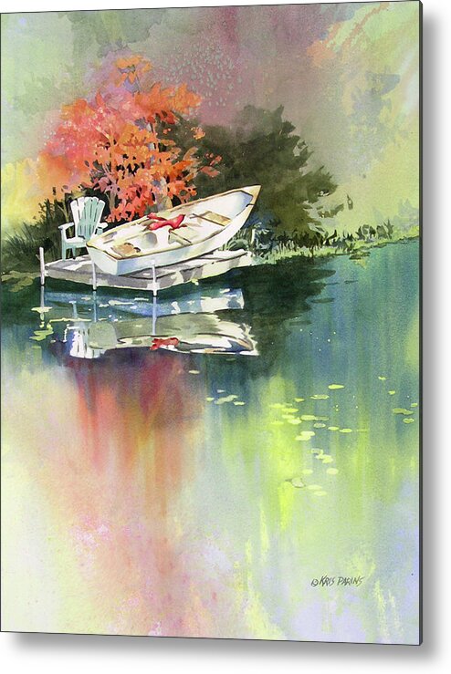 Kris Parins Metal Print featuring the painting Johns Boat Autumn by Kris Parins