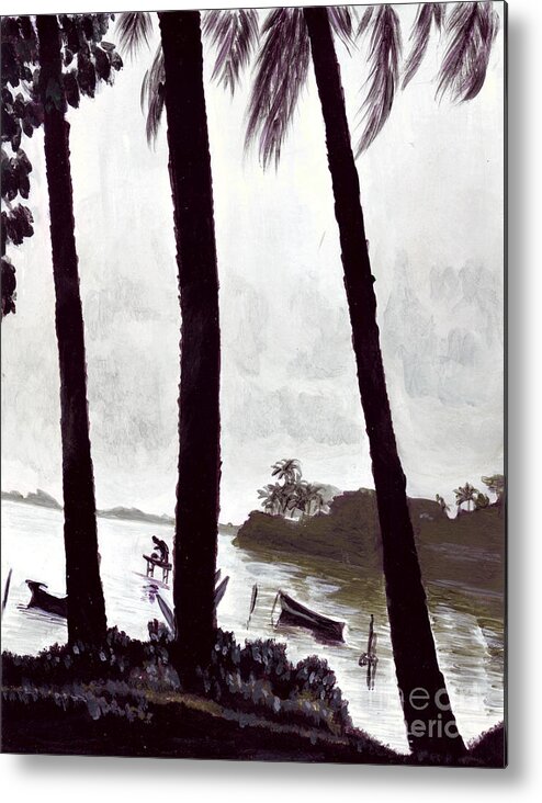 Kaneohe Bay Metal Print featuring the painting Kaneohe Bay from Bus Stop by Mukta Gupta