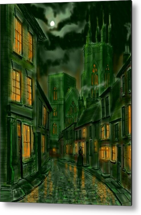 Ipad Metal Print featuring the painting Kirkgate and Bridlington Priory by Moonlight by Glenn Marshall