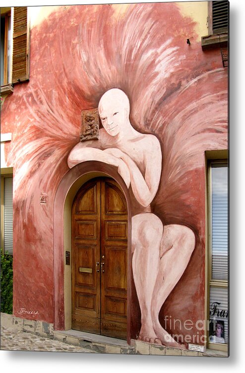 Dozza Metal Print featuring the photograph Lady at the Door.Dozza.Italy by Jennie Breeze