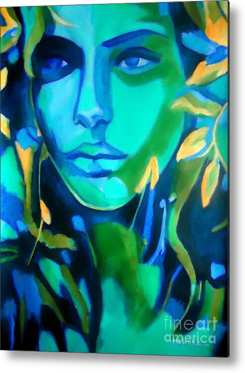 Contemporary Art Metal Print featuring the painting Lady blue by Helena Wierzbicki