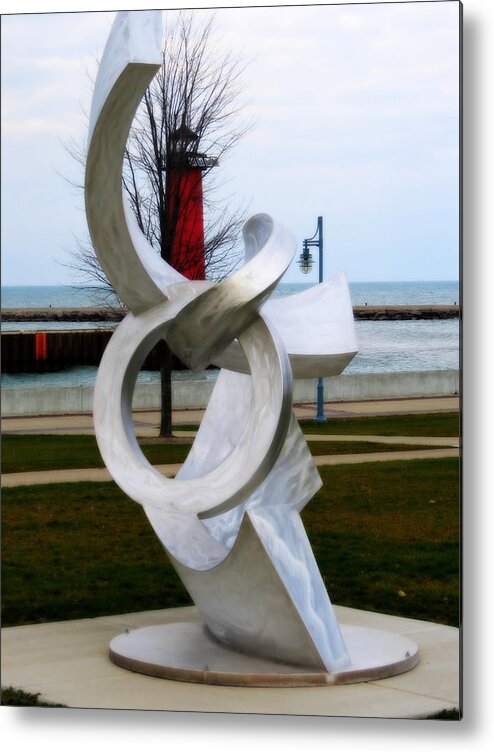 Sculpture Metal Print featuring the photograph Lakeside Art by Kay Novy