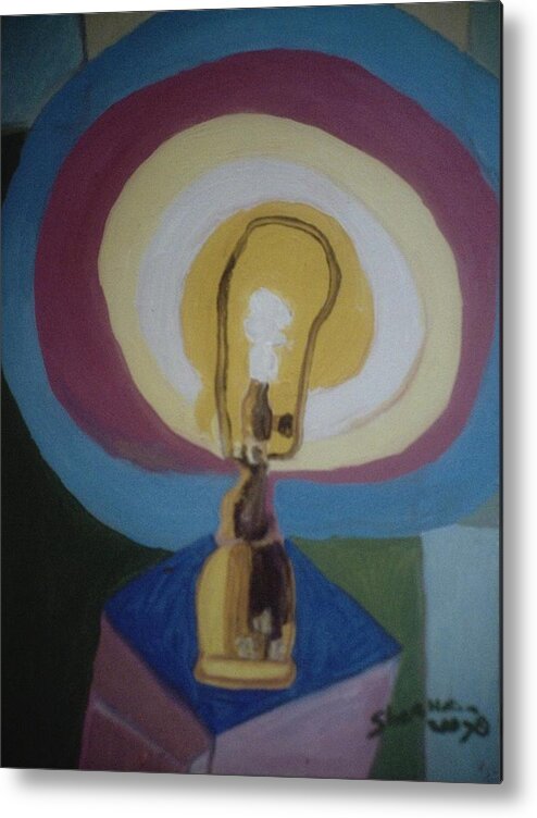 Lamp Metal Print featuring the painting Lamp without a Shade by Shea Holliman