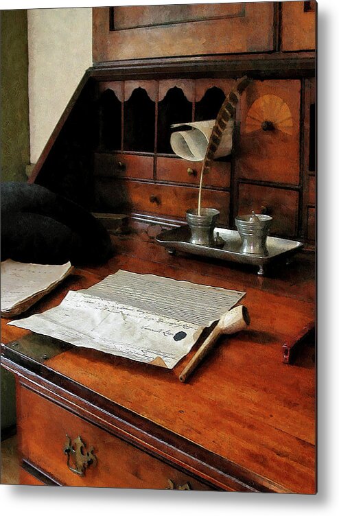 Lawyer Metal Print featuring the photograph Lawyer - Quill Papers and Pipe by Susan Savad