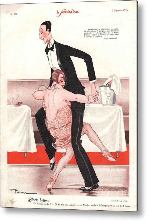1920s Metal Print featuring the drawing Le Sourire 1926 1920s France Black by The Advertising Archives