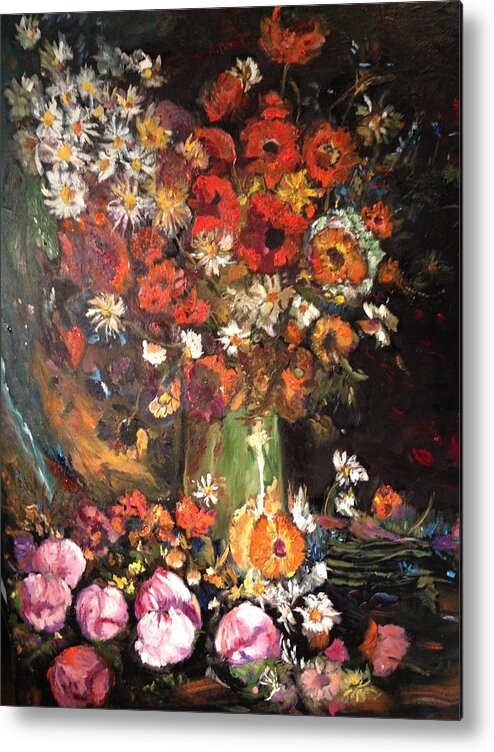 Flowers Metal Print featuring the painting Life is like a vase of flowers by Belinda Low