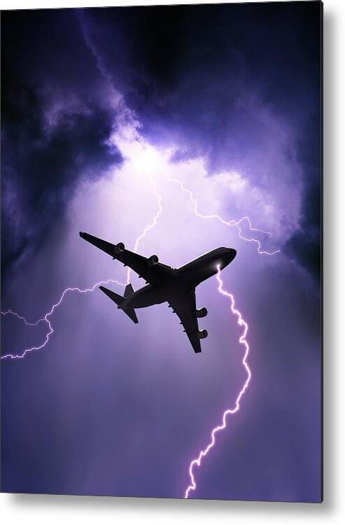 Aircraft Metal Print featuring the photograph Lightning Strike On Aircraft by David Parker