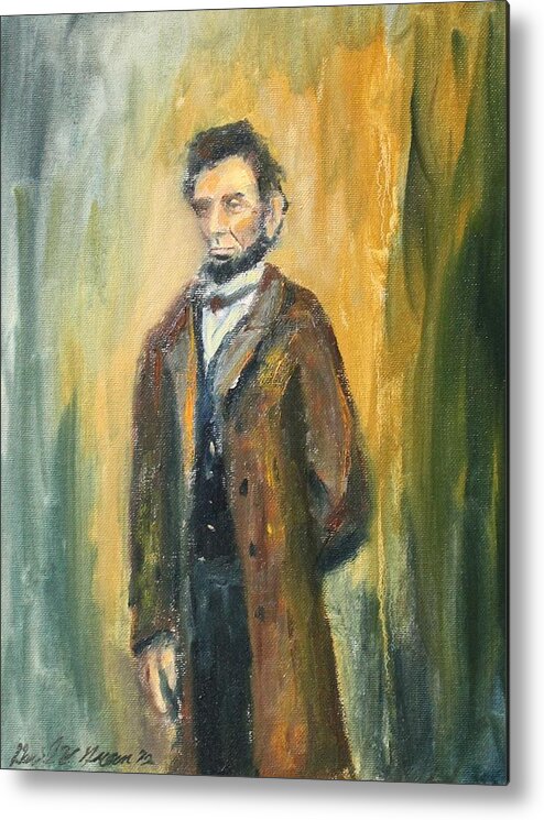 Abraham Lincoln Metal Print featuring the painting Lincoln Portrait #10 by Daniel W Green