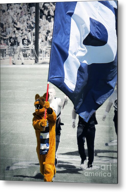 Penn State University Metal Print featuring the photograph Lion Leading The Team by Dawn Gari