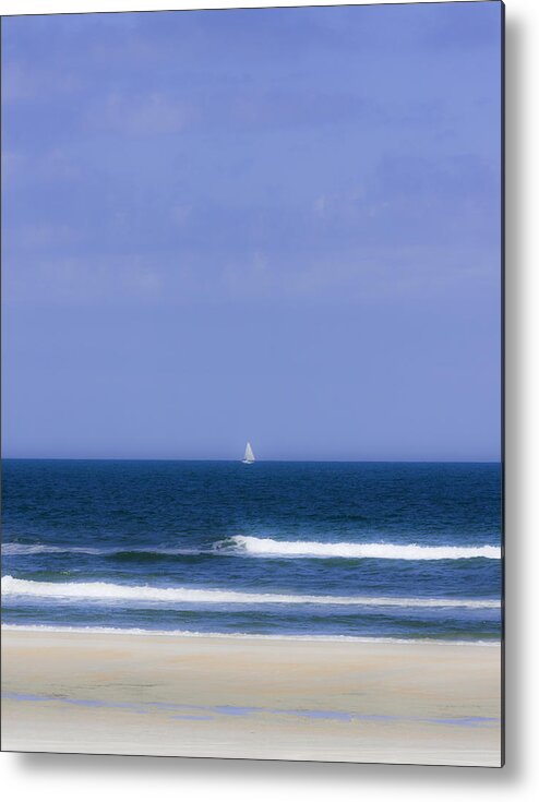 Karen Stephenson Photography Metal Print featuring the photograph Little Sailboat on Calm Sea by Karen Stephenson