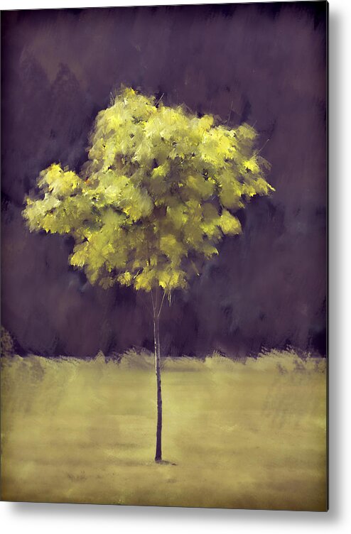 Tree Metal Print featuring the mixed media Lone Tree Willamette Valley Oregon by Carol Leigh