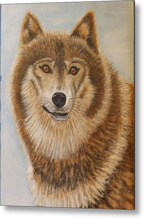 Painting Metal Print featuring the painting Lone Wolf by Dan Wagner