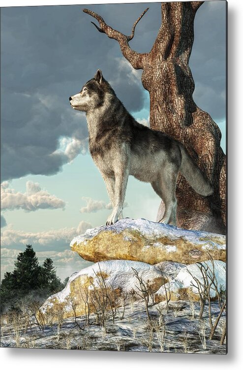 Lone Wolf Metal Print featuring the digital art Lone Wolf by Daniel Eskridge