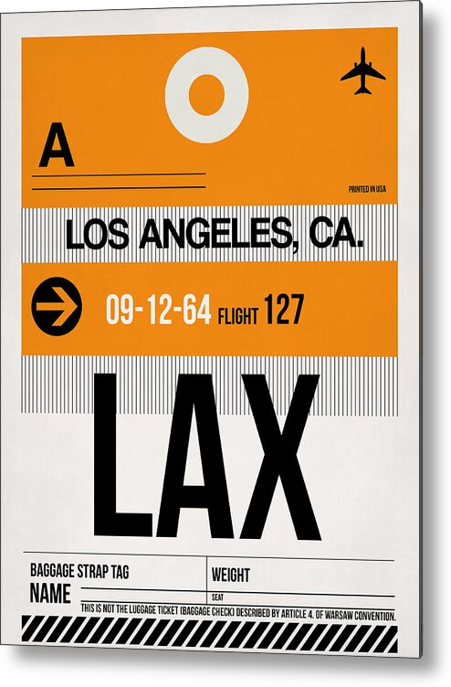  Metal Print featuring the digital art Los Angeles Luggage Poster 2 by Naxart Studio