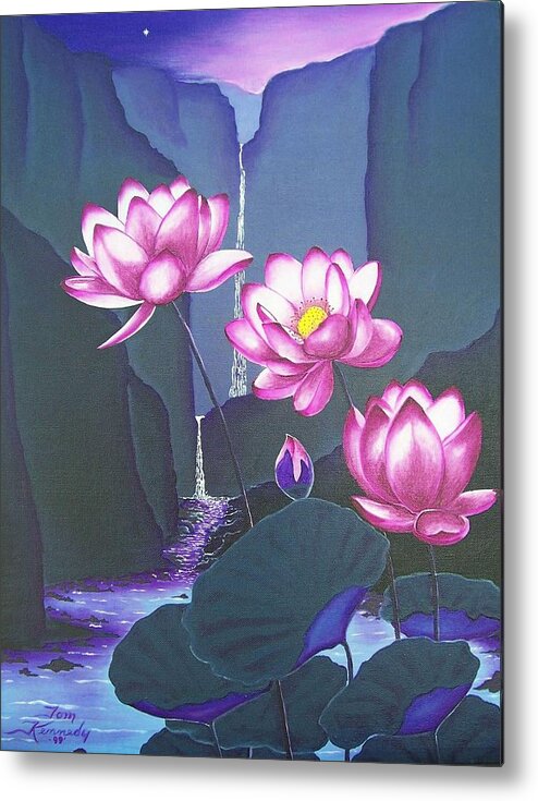  Edible Metal Print featuring the painting Lovely Lotus by Thomas F Kennedy