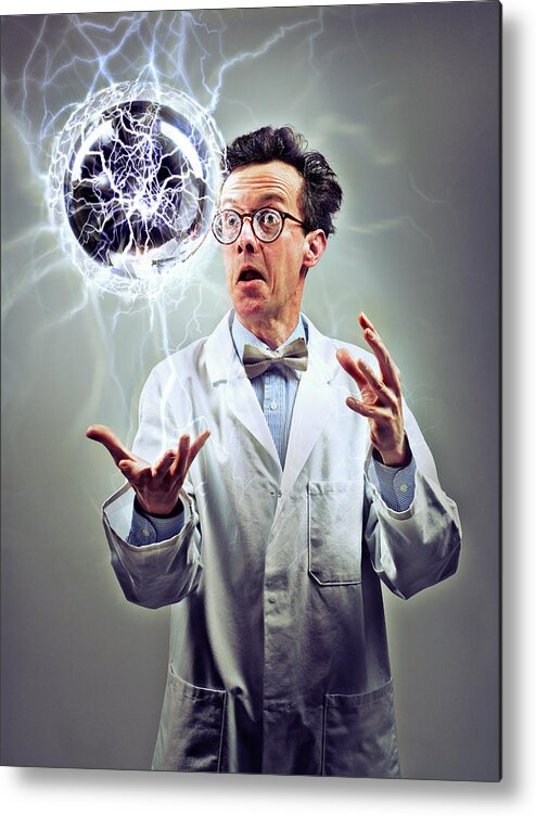 Orb Metal Print featuring the photograph Mad Scientist by Coneyl Jay/science Photo Library