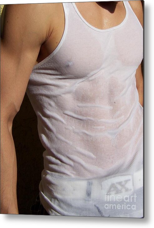 Tank Top Metal Print featuring the photograph Male Wet Tank Top by Gary F