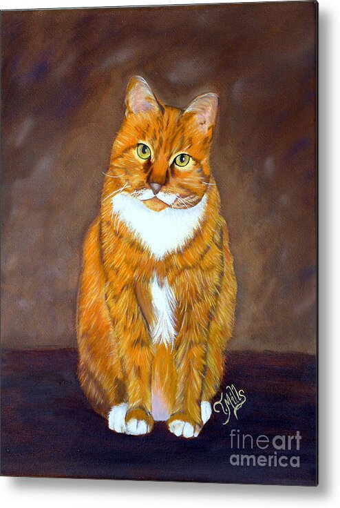 Cat Metal Print featuring the painting Manx Cat by Terri Mills