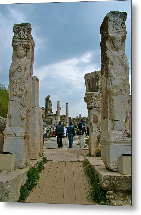 Marble Way From Theater To Central Ephesus Metal Print featuring the photograph Marble Way from Theater to Central Ephesus-Turkey by Ruth Hager