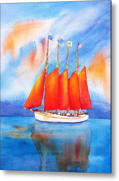Sailboat Metal Print featuring the painting Margaret Todd Schooner Bar Harbor by Carlin Blahnik CarlinArtWatercolor