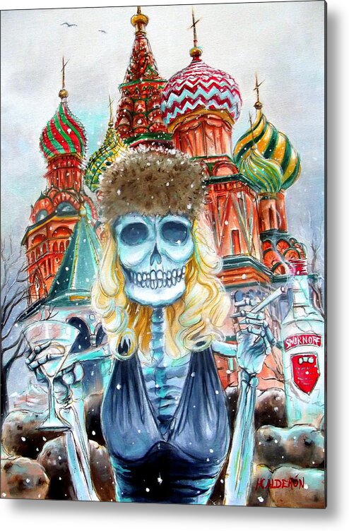 Day Of The Dead Metal Print featuring the painting Mi Vodka by Heather Calderon