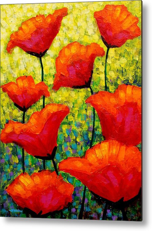Poppies Metal Print featuring the painting Mischa's Poppies by John Nolan