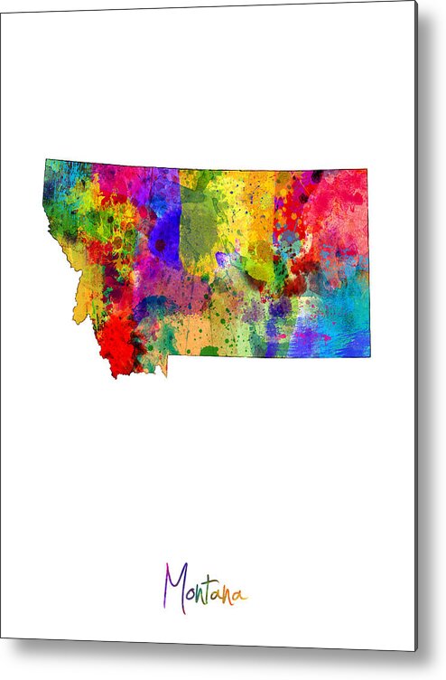 United States Map Metal Print featuring the digital art Montana Map by Michael Tompsett