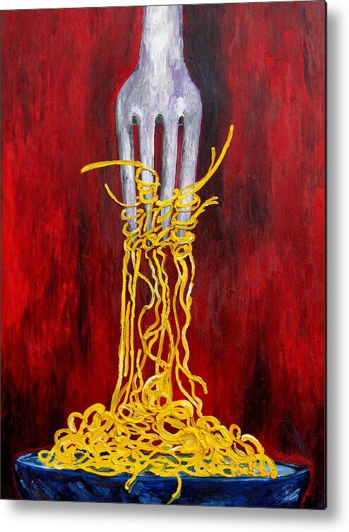 Pasta Metal Print featuring the painting More Pasta Please by Patti Schermerhorn