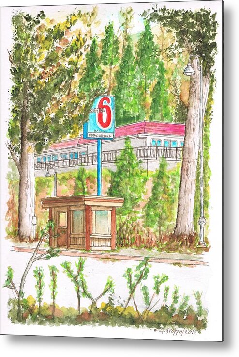 Motel 6 Metal Print featuring the painting Motel 6 in Mammoth Lakes - California by Carlos G Groppa